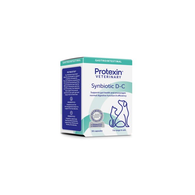 Synbiotic D-C Capsules for cats and dogs, to help the gut and the digestion