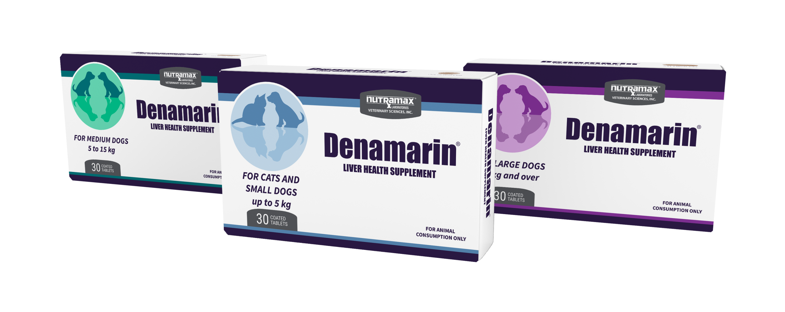 Denimarin packs for small, medium and large cats and dogs.